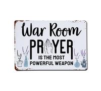 Plaque en métal rétro « War Room Prayer Is The Most Powerful Weapon », pour café, bar, pub, maison, salle de jeux, salle de sport, club, affiche en métal vintage, 20,3 x 30,5 cm