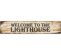 Plaque en métal rétro « Welcome to The Lighthouse » - Décoration murale - 10 x 40 cm