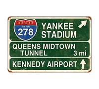Plaque en métal rétro Yankee Stadium Queens Midtown Tunnel de 5,6 km - Décoration murale - 20,3 x 30,5 cm