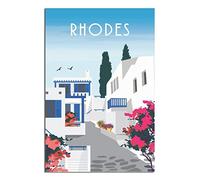 Plaque en métal Rhodes îles de la mer Égée - Décoration murale vintage - Décoration murale pour maison, cuisine, bar, terrasse, grotte - 20 x 30 cm