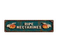 Plaque en métal « RIPE NECTARINES » - Style rustique - Style rustique