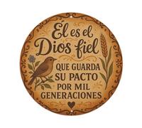 Plaque en métal ronde avec inscription « He Is The Faithful God Who Keeps