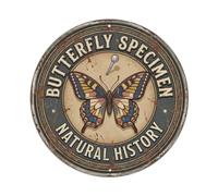 Plaque en métal ronde motif papillon spécimen