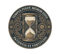 Plaque en métal ronde vintage sablier temps sable