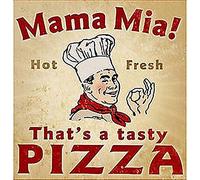 Plaque en métal rouillée Mama Mia Pizza 20,3 x 30,5 cm