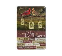 Plaque en métal rustique « À ma femme », cardinal rouge, guirlande lumineuse en bocaux Mason, ta vie était une bénédiction, impressions célestes, décoration murale, portrait, art pour salon, 20 x 3