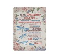 Plaque en métal rustique « À ma fille, n'oublie jamais que je t'aime » - Affiche libellule « Maman me manque » 30 x 40 cm