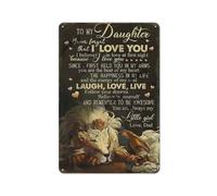 Plaque en métal rustique « À ma fille, n'oublie jamais que je t'aime » - Décoration murale originale pour la maison - Plaque en métal style rétro - Décoration pour pâtisseries, café, style ferme -