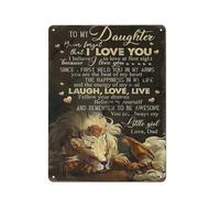 Plaque en métal rustique « À ma fille, n'oublie jamais que je t'aime » - Décoration murale originale pour la maison - Style rétro - Idéale pour les desserts, les cafés et les maisons de campagne -