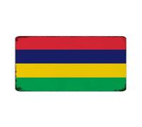 Plaque en métal rustique avec drapeau de l'île Maurice personnalisée, décoration de chambre pour homme, 15,2 x 30,5 cm