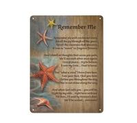 Plaque en métal rustique avec étoile de mer « Souviens-toi de moi avec des sourires, pas des larmes. Nous serons unis pour toujours. » Décoration murale style ferme pour la maison, le jardin, le sa