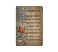 Plaque en métal rustique avec étoile de mer « Souviens-toi de moi avec des sourires, pas des larmes. Nous serons unis pour toujours. » Décoration murale style ferme pour la maison, le jardin, le sa