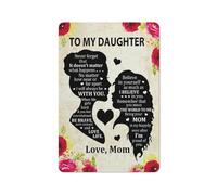Plaque en métal rustique avec inscription « À ma fille », affiche décorative pour chambre, salon ou dortoir, cadeau d'anniversaire de maman (20 x 30 cm).