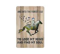 Plaque en métal rustique avec inscription « Ride A Horse » et « Into The Forest I Go To Lose My Mind And Find My Soul Country » Décoration murale de maison 20,3 x 30,5 cm