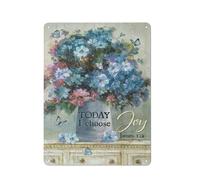 Plaque en métal rustique avec vase de fleurs colorées, aquarelle, nature morte, « Aujourd'hui je choisis la joie », portrait de Jésus, décoration murale chrétienne 30 x 40 cm