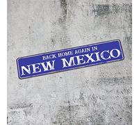 Plaque en métal rustique « Back Home Again in New Mexico » - Décoration murale pour chambre à coucher, salon, salle à manger - Rose - 7,6 x 45,7 cm - Cadeau de Noël