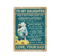 Plaque en métal rustique - Cadeau de papa pour sa fille, cadeau d'anniversaire, cadeau de père à fille - Décoration murale « Je prie pour que tu sois toujours en sécurité » (30 x 40 cm)