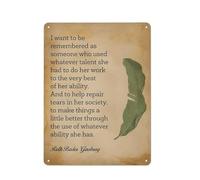 Plaque en métal rustique, citation féministe rétro inspirante, décoration murale pour la maison ou le bureau : « Je veux qu'on se souvienne de moi comme de quelqu'un qui peint », affiche 30 x 40 cm