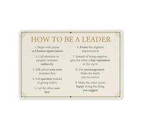 Plaque en métal rustique « Comment devenir un leader » - Décoration murale - Leçons de réussite - Affirmations positives - Affiche typographique pour chambre, salon, salle de classe ou bureau - For