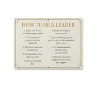 Plaque en métal rustique « Comment devenir un leader » - Décoration murale - Leçons de réussite - Affirmations positives - Affiche typographique pour chambre, salon, salle de classe ou bureau - 30