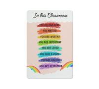 Plaque en métal rustique « Dans cette classe, tu as ta place. Tu comptes. Tu en vaux la peine. » Décoration murale colorée sur le travail d'équipe et les citations motivantes pour l'école, la bibli