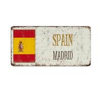 Plaque en métal rustique Espagne-Madrid - Souvenir de campagne nationale - Décoration de salle à manger pour homme, garage, cabine, buanderie, salle à manger - 15,2 x 30,5 cm