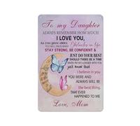 Plaque en métal rustique « Je t'aime jusqu'à la lune » (20 x 30 cm) - Décoration murale pour ma fille - Cadeau de maman