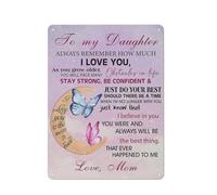 Plaque en métal rustique « Je t'aime jusqu'à la lune » (30 x 40 cm) - Décoration murale pour ma fille - Cadeau de maman