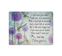 Plaque en métal rustique « Je veux juste que tu saches combien tu me manques » - Décoration murale style ferme avec libellule - 30 x 40 cm (12 x 16 pouces) - Décoration murale rétro pour la maison,