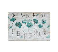 Plaque en métal rustique, peinture unique, fleur de menthe, joli papillon, « Dieu dit que tu es unique », impression de paysage de Jésus, décoration murale 20 x 30 cm