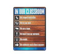 Plaque en métal rustique pour la décoration murale de notre classe : « Règles de la classe encouragées », citations inspirantes et motivantes, affiche murale « Nous sommes une équipe », tableau pou