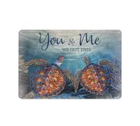 Plaque en métal rustique représentant une magnifique tortue marine, les profondeurs de l'océan, « Toi et moi, on y arrive », avec des illustrations de paysage inspirées de Jésus. Décoration murale