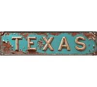 Plaque en métal rustique Texas 10,2 x 40,6 cm Décoration murale vintage avec décoration pour porte de maison, jardin, grotte, club et ferme