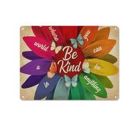 Plaque en métal rustique « Un monde où tu peux être tout ce que tu veux. Sois gentil » - Affiche horizontale style ferme - Décoration murale rétro pour la maison, le jardin, le salon, la chambre ou