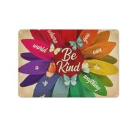Plaque en métal rustique « Un monde où tu peux être tout ce que tu veux. Sois gentil » - Affiche horizontale style ferme - Décoration murale rétro pour la maison, le jardin, le salon, la chambre ou