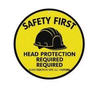 Plaque en métal Safety First Head Protection Required