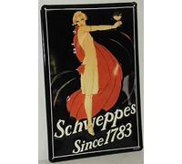 'Plaque en métal "Schweppes _ 1783 bombée, gaufré, automobile, Moto, nostalgie, panneaux, cuisine