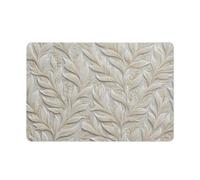 Plaque en métal sculptée en forme de feuille beige crème - Décoration murale pour bar, pub, club, café, chambre - Blanc - 20 x 30 cm