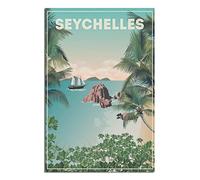 Plaque en métal Seychelles - Décoration murale vintage rustique - Pour café, bar, chambre à coucher, maison - 20 x 30 cm