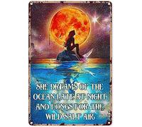 Plaque en métal « She Dreams Of The Ocean Late At Night And Longs For The Wild Salt Air », super durable, pour salle de bain, bar, cuisine, décoration d'intérieur, 30,5 x 45,7 cm