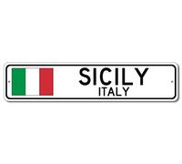 Plaque en métal Sicile, Italie, drapeau italien en aluminium, cadeau pour la maison, la cuisine, le café, le bar, la ferme, décoration murale, 10,2 x 40,6 cm