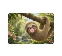 Plaque En Métal Sloth Blowing Bubblegum 20x30cm Pour La Maison | Utilisez des décorations murales en métal dans le coin lecture pour compléter autrement la pièce.