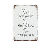 Plaque en métal « Start Where You are ». Use What You Have. Do What You Can. Plaque en métal vintage décorative pour bar 30,5 x 20,3 cm