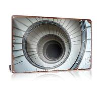 Plaque en métal style western rustique | Symmetry In Motion : A Spiral Staircase's Architectural Dance Western Metal Wall Decor for Campers Home (20 x 30 cm)