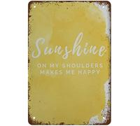 Plaque en métal « Sunshine On My Shoulders Makes Me Happy Art Daily Reminder » pour la maison, le bureau ou la salle de classe - Décoration d'intérieur vintage parfaite pour les bars - 20,3 x 30,5 cm