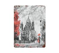 Plaque en métal sur le thème de Paris Lovers Love Faith - Paysage de la ville du Louvre - Décoration murale rétro pour bars, restaurants, cafés, pubs - 40,6 x 30,5 cm