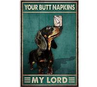 Plaque en métal Teckel et papier toilette - Affiche amusante pour café, salon, cuisine, salle de bain - Décoration murale - Cadeau 20,3 x 30,5 cm