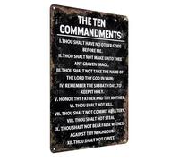Plaque en métal « The Dix Commandments » - Décoration murale avec verset de la Bible - Plaque religieuse en métal pour église, maison, chambre à coucher, cadeau 20,3 x 30,5 cm