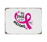 Plaque en métal « The Pink Is for My Mum » - 25,4 x 35,6 cm - Décoration murale pour homme - Plaque en métal pour homme et femme - Décoration murale pour homme et femme