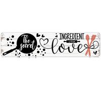 Plaque en métal « The Secret Ingredient is Always Love » - Décoration murale amusante pour cuisine, salle à manger, ferme, maison, bar, garage, grotte d'homme - 10,2 x 40,6 cm
